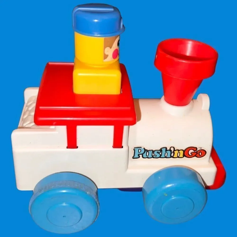 Vintage Push N Go Cho Cho Train White & Red Tomy Toys 1975 Works B9